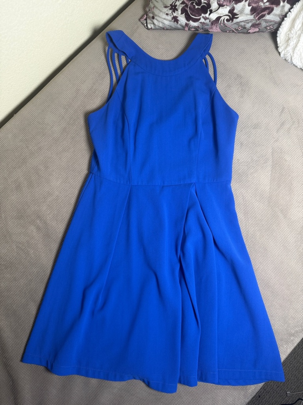 Adelyn Rae Electric Blue Halter Mini Dress